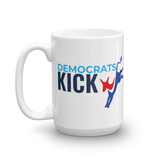15 oz.Democrats Kick A white mug-left handle