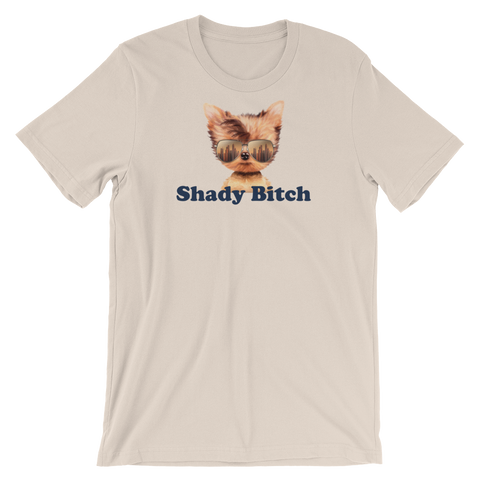 cream T-shirt - shady bitch dog logo