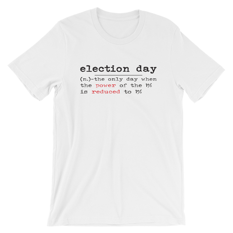 election day logo on white shirt
