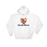 white hoodie - "shady bitch dog logo"
