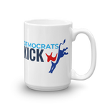 15 oz.Democrats Kick A white mug-right handle