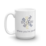White 15oz coffee mug - "Bloom Where You're Planted"